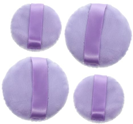 4 borlas de polvo para polvos sueltos de algodón suave para maquillaje impecable para tipos de piel, reutilizables y fáciles de aplicar