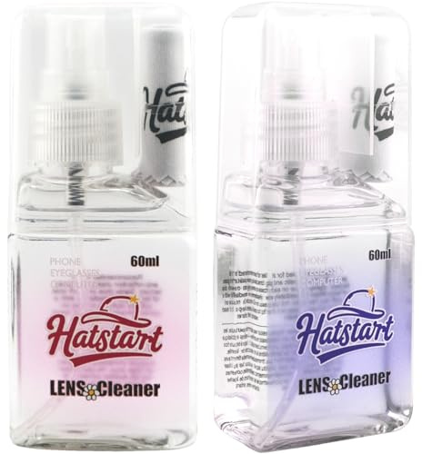 2-Pack Eye Glasses Cleaner Spray, Travel-Sized Screen Cleaning Kit with Touchscreen Mist for iPhone, Sunglasses, Computer, Laptop Screens, Phone Electronics with Eyeglass Cloth and Case Lid - Hatstart