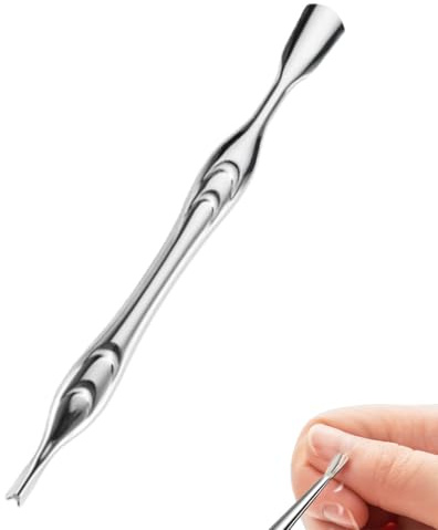 YAZWUR Outil Professionnel 2 en 1 pour Cuticules – Repousse-cuticules et Coupe-cuticules en Acier Inoxydable pour Manucure et Pédicure Sans Douleur (Argenté)
