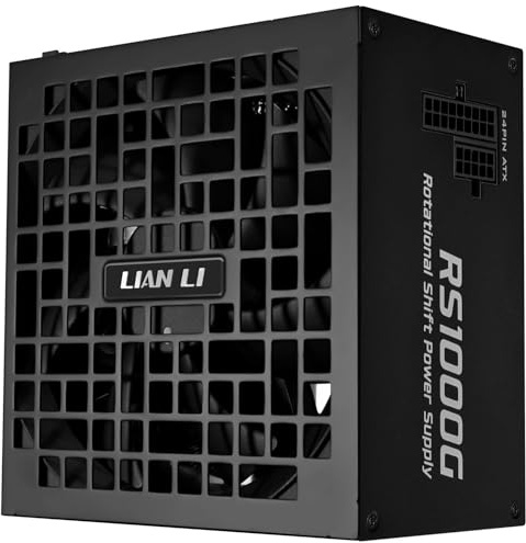 Lian Li RS Series Netzteil – 1.000 W Schwarz | 80 Plus Gold Effizienz, ATX 3.1, Vollmodular, Drehbarer AC-Anschluss & RS USB-Hub, Modernes Leises Gaming-PC PSU
