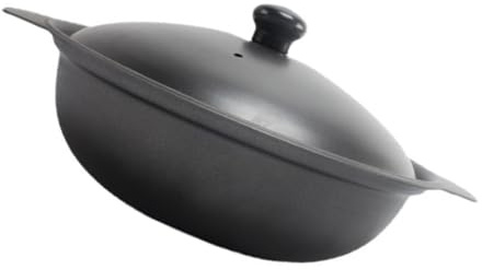 FOMIYES Cazuela Pequeña de Hierro Fundido 18 Cm con Tapa para Arroz en Olla de Barro, Olla para Arroz con Pollo Estofado Amarillo, Utensilio de Cocina para Hogar y Conservación de Calor