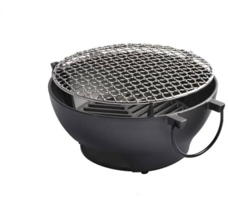 Jinhxofs Grill Cooker with Grate Portable Briquette Grill Griddle for Picnics, Backyard, 26cm