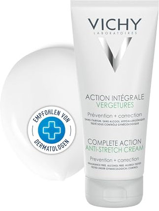 Vichy Schwangerschaftsstreifen-Creme, Vorbeugende und mildernde Creme gegen Dehnungsstreifen, Restrukturierende und festigende Wirkung, 200 ml