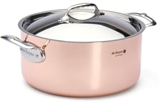 De Buyer - Faitout en cuivre PRIMA MATERA avec couvercle en inox | Diamètre 28 cm