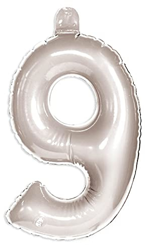 Folat - Inflatable Number 9 - Silver - 36 cm