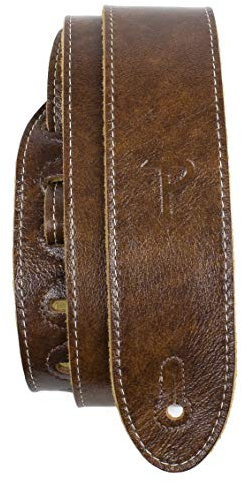 Perri's Leathers Italian Leather Guitar Strap, 41 to 56, Chestnut, Soft Deluxe, Adjustable, Reinforced Keyhole & Slots, Electric, Bass, Acoustic Guitar Straps Leather