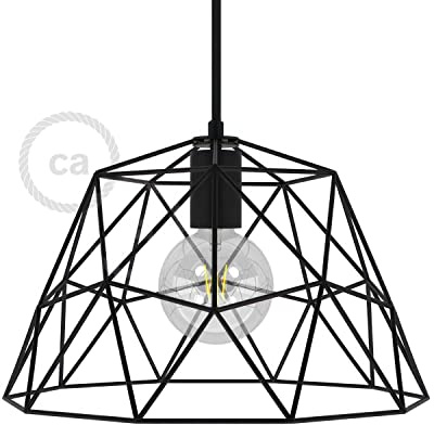 Lampenschirmkäfig Dome XL aus Metall mit E27-Fassung - Schwarz