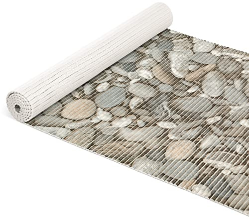 ANRO Weichschaummatte Badvorleger Bodenbelag Badläufer Antirutsch 130x400cm Steine Grau