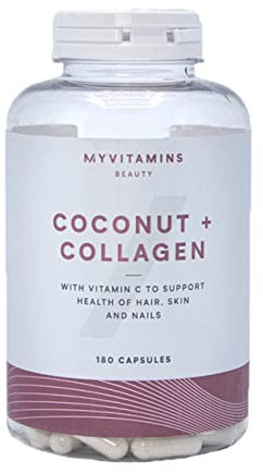 Myvitamins Coconut & Collagen Capsules | Marine Collagen, Coconut Oil & Vitamin C for Skin Hydration, Hair Health & Anti-Ageing Support | 180 Capsules | High-Strength Beauty Supplement