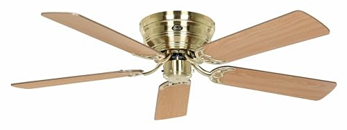 CasaFan CLASSIC FLAT 132-III Deckenventilator, Kleiner & superflacher Ventilator mit Wendeflügel aus Holz, mit 3 Geschwindigkeitsstufen & Zugschalter, Ø 132 cm