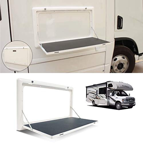 HZGrille Klappbarer Esstisch für Wohnmobile, an der Außenseite Installiert, Zusammenklappbar und Verriegelbar, Zubehör Mit Lichtdesign