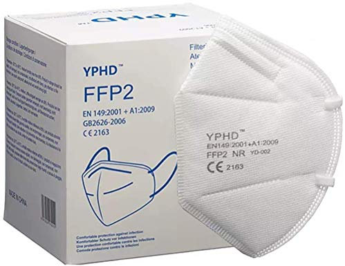 10 Masque FFP2/KN95 Certifiés CE, Masque Jetable 4 Couches sans Valve, Masques Respiratoire de Protection contre la Poussière et Pollen, Masque Respirant à Forte Filtration BFE≥95, 10 Piéces