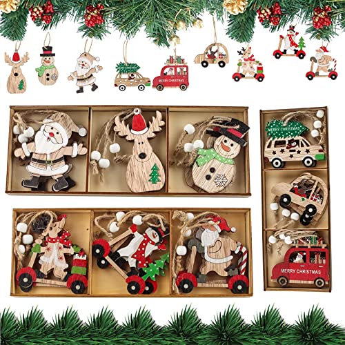 27 Stück Holz Weihnachten Anhänger, Weihnachtsdekoration Hirsch Dekofigur mit Rentier Baumschmuck zum Hängen, Holzanhänger Weihnachtsanhänger für Weihnachtsbaum Weihnachten Party Dekoration