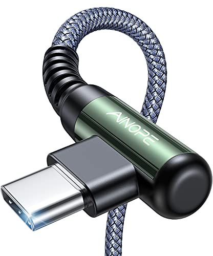 AINOPE USB-C-Ladekabel 2M, 3.1 A Schnellladung, Rechtwinkliges USB-C-Kabel, Langlebiges Nylongeflochtenes USB-C-Ladekabel, Kompatibel für Samsung S10 S9 S8 Plus Note 10 9 8 A3 A5 2017 LG G5 G6