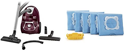 Rowenta Compact Power Morado RO3969, Aspirador Trineo con Bolsa de Alta filtración y Filtro Permanente + WB 415120 Bolsas para aspiradora Wonderbag Fresh Line x 5, Microfibra