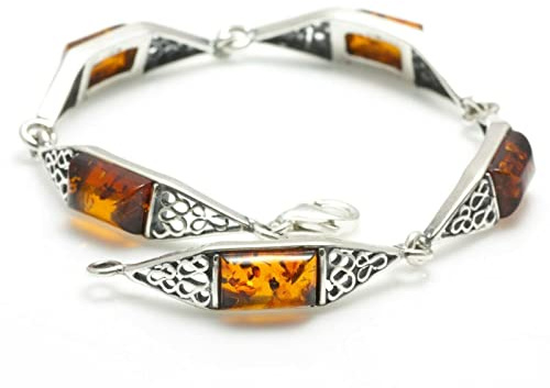 NATURAL BALTIC AMBER STERLING SILVER 925 JEWELLERY Gemstone BRACELET Jewellery For Woman