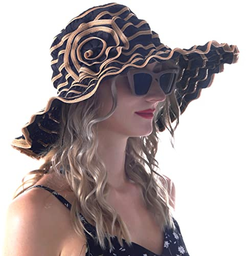 VECRY Damen Jahrgang Strand Sonnenhut Reisen Faltbar Breite Krempe Sommer UV Hüte