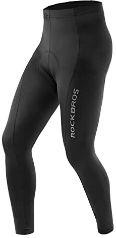 ROCKBROS Fahrradhose Herren Lange Kompression Radlerhose Gepolsterte Leggings Elastische Atmungsaktive Fahrrad Hose mit Sitzpolster für Herbst/Frühling M-3XL