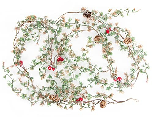 Logbuch-Verlag 2 winterliche Girlanden Deko Weihnachten Anhänger grün 106 cm - Weihnachtsgirlande Zweige Zapfen Beeren