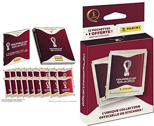 Panini FIFA World Cup QATAR Sticker 2023 Einseitig 1 Album Hard Cover + 15 Hüllen + 3 gratis & FIFA World Cup Qatar 2022 – Blister 12 Hüllen + 1 gratis 004286KBF13