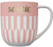 DRAEGER PARIS 1886 - Taza Cerámica Mensaje Sonríe 320ml - Diseño Chic Azul/Rosa con Detalle en Oro - Elemento Decorativo Original - Caja de Regalo Artesanal - Elegancia y Calidad desde 1886