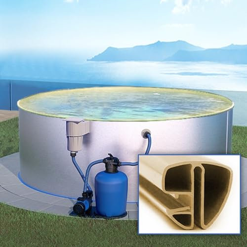 SAXONICA Rundpool Ø 450 x 120 cm I Starter Set I Poolfolie Sandfarben 0,8 mm I Filteranlage I Spezial Handlauf I 4,5 x 1,2 m