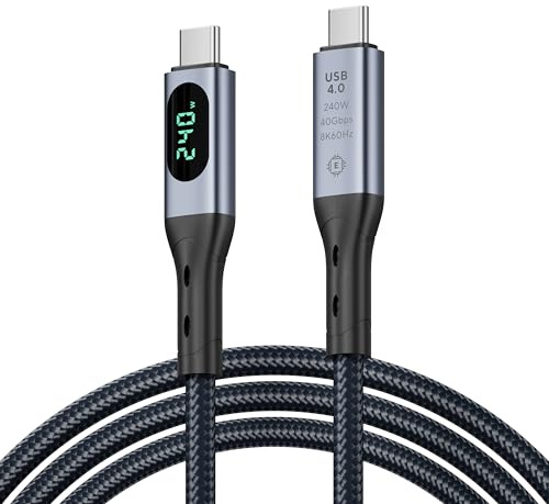 SooPii USB 4.0 Kabel mit LED-Anzeige,Unterstützt 8K Video,40Gbps Datenübertragung,240W USB C auf USB C kabel anzeige,Kompatibel mit lPhone 16,MacBook,Thunderbolt 3, Monitor,Docking stationen(1m)