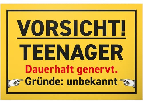 DankeDir! Teenager genervt - Schild 30 x 20 cm - Geschenkidee Jungen & Mädchen Türschild Teenager Zimmer Spruch - Geschenk Idee Geburtstag Zimmer Deko Jugendliche Tür Deko Dekoration