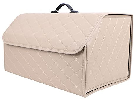 GENTRE Kofferraum Organizer,Luxus-PU-Leder Aufbewahrungsbox für Mercedes Benz G500 G550 G350d G400d,großer Faltbare Trunk Organizer mit Deckel und Griffe Auto zubehör,B-Beige-L