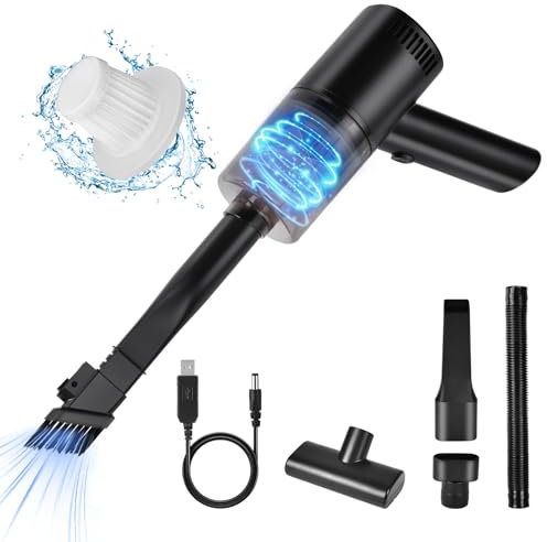 URAQT Aspirapolvere Auto, 5000PA Aspirabriciole Senza Fili 3 in 1 Aspirapolvere Portatile, Aspirapolvere Piccolo Usb Ricaricabile Aspirabriciole Potente per Casa, Macchina, Ufficio(Stile Senza Fili)