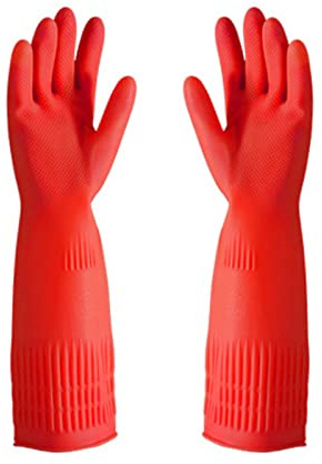 Haushaltshandschuhe Lange, 1 Paare Lange Gummihandschuhe, Reinigungs Handschuhe, Spülhandschuhe, Wiederverwendbare Latex-Handschuhe für Küche, Gartenarbeit, Autowäsche, Arbeit, Langarm (38cm, M)