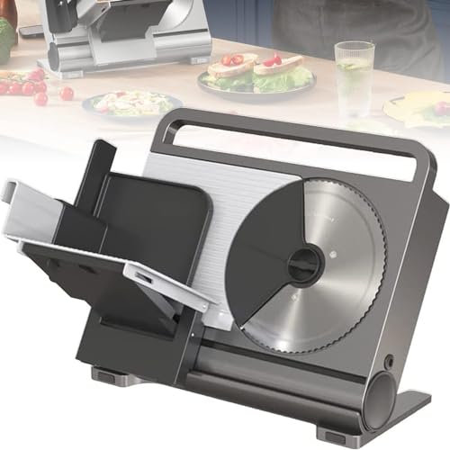 Trancheuse à Viande électrique, trancheuse à légumes Pliable, Tomate, Jambon, Tarte à la pastèque, épaisseur, Hachoir à Viande sûr, Facile à Nettoyer,Silver