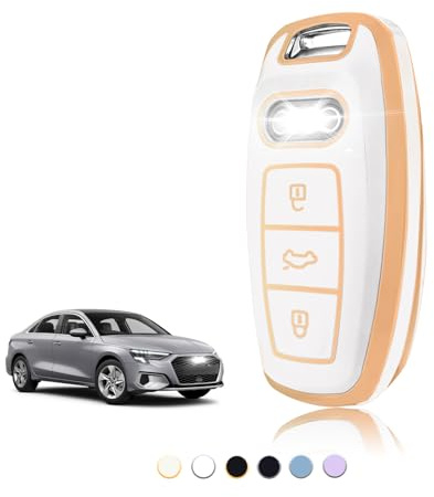 TOOMUME Schlüsselhülle TPU, Autoschlüssel Hülle Passt für Audi A3 A4 A5 A6 A7 A8 A6L A8L Q5 Q7 Q8 RS6 RS7 S3 S6 S7 SQ7 SQ8 C8 D5 E-Tron Sportback, Schlüsselcover Schutz Schlüsselgehäuse - Smart Key