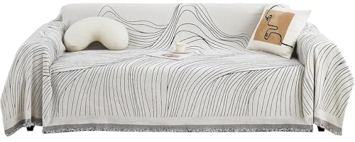 TOPCHANCES Couch Überzug,Chenille Sofa Überzug 2/3/4 Sitzer, Multifunktionaler Sofabezug,der als Sofadecke und Bettüberwurf mit Dekorativen Quasten Verwendet Werden Kann(Shanhe Schwarz,180x300cm)