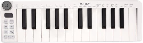 M-VAVE 25 Keys Mini Keyboard – Professional Beat Maker and Keytar for Keyboard Music Production Builtin Battery Wireless Connect White