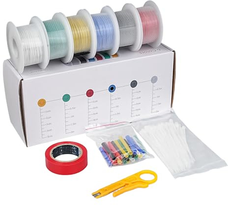 0,75mm² Silikon Elektrokabel 18 AWG verzinnte Kupferdrahtspule,6 Farben,10 Meter pro Kabel,Litzendraht,flexibel und weich, ideal für elektrische Anwendungen