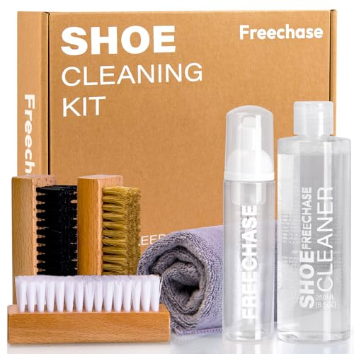 Shoe Cleaner Kit for Sneaker - 8.5 Oz Shoe Cleaning Kit with Shoe Brushes & Towel, White Sneaker Cleaner Kit, Shoe Cleaner for Tennis Shoe Suede Mesh Knit Leather Shoe, and Most Materials
