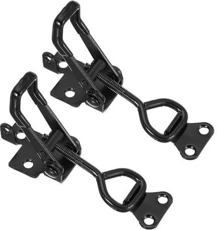 PATIKIL Toggle Latch Clamp 4002 Style, 2 Pcs Carbon Steel Adjustable Toggle Clamps Quick Release Smoker Pull Hasp Latches with Lock Hole 396Lbs Bearing for Box Lid Jig, Black
