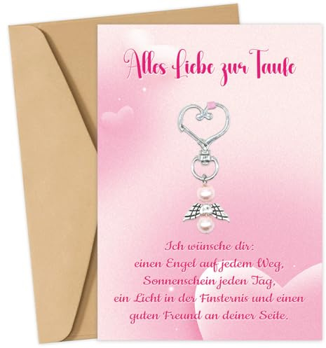 RFBEUTEL Taufgeschenke Karte zur Taufe Schlüsselanhänger für Mädchen Junge Grußkarte Schutzengel Taufkarte Geschenk Engel