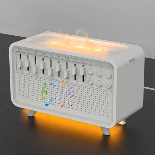 White Noise Machine, LED Weiße Rauschmaschine BT Lautsprecher, Aufladbar Aroma Diffuser Duftöle Humidifier, Timer Nachtlicht, Soundmaschine für Erwachsene, Baby (A)