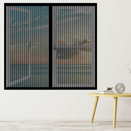 Mosquitera Ventana Abatible 110 x 165 cm sin Taladrar Protección de Insectos Mosca Cortina Cierre Magnético Automático para Prevenir Mosquitos y Insectos Anti-Mosquito, Negro