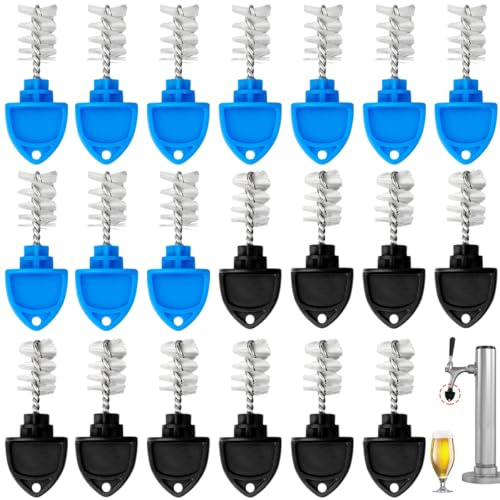 20 PCS Nylon Beer Tap Brushs Beer Tap Cover Plugs Draft Beer Faucet Cleaning Brushes Beer Faucet Accessories Set Nylon Grade Faucet Brush Dustproof Stoppers for Restaurant Home Party Bar
