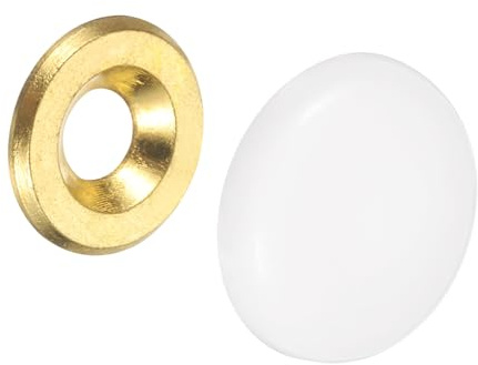 uxcell 30 Pcs 16.8 mm Decorative Caps Cover Nails, Zinc Alloy Screw Covers Caps Mirror Fixing Screws for Mirrors, Coffee Tables, Wooden or Glass Furniture, White
