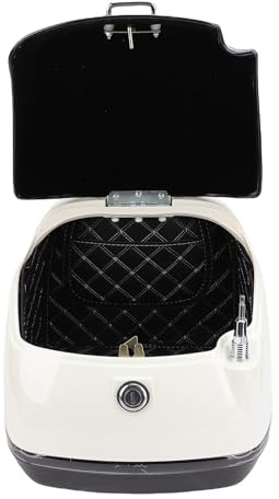 Ausla 38L Vintage Motorcycle Top Case, Universelle Passform für Elektrobikes -Roller, Retro -Abdichtung mit Schloss und Schlüssel für Vollständige Helm, Werkzeuge (Weiß + schwarz)