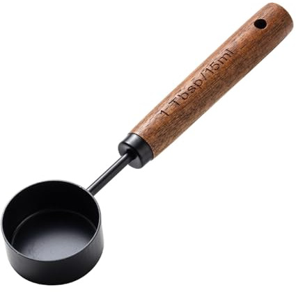 Gcljlmy Baking Spice Spoon Measuring Cup Spoon Professional Kitchenware Stainless Steel Round Tablespoon for Kitchen Accessories (Black)