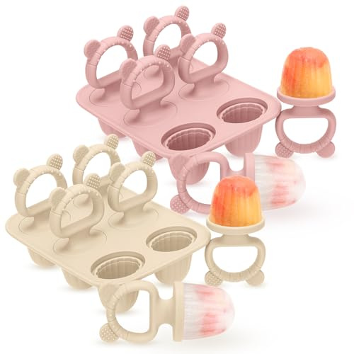CLDY 2 juegos de moldes para helados para niños, 12 bolsas de silicoma alimentario sin BPA, moldes para palitos infantiles con palos, apto para lavavajillas, para ollas, cremas heladas