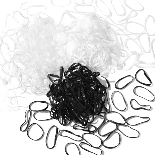 Shimmeroo 1 800 stycken hårsnoddar små elastiska hårsnoddar flickor mini hårband för barn hår flätor bröllop frisyr liten dreadlocks (vit svart transparent)