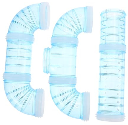 CVUTOVO Tunnel Labyrinthe pour Cage Hamster et Petits Animaux, Tube Plastique Bleu, Extension DIY Extérieure, Accessoire Jeu et Exercice pour Rongeurs