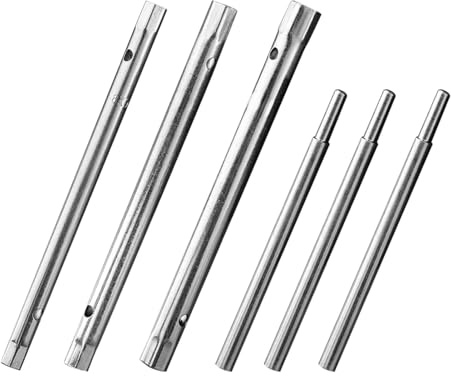 YCSONLY 6 Pcs Box Spanner Set with TommyBar, 8-13mm Metric Tap Spanner Set,Tubular Box Spanner Suitable for Loosening or Tightening Nuts and Bolts in Arrow Grooves