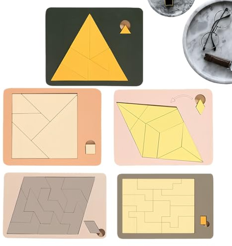Rompecabezas Para Adultos - Juego de Lógica de Madera Triangular, Cuadrado Desaparecible Tangram | Para Niños, Familia, Adolescentes, Oficina, Escuela, Aula, Dormitorio, Mesa, Salón, Viaje, Sala de